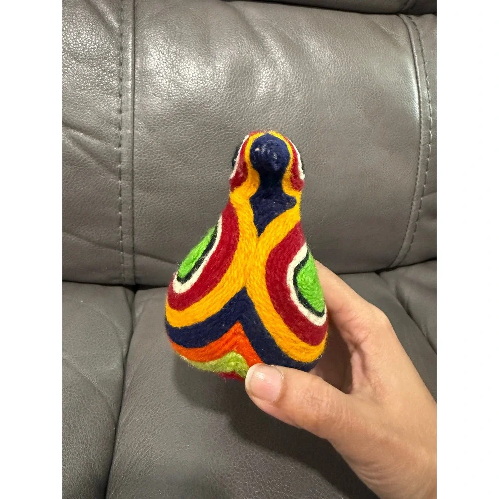 Mexican Folk Art Yarn Bird‎ Figurine Multicolor Psychedelic Handcrafted 8 Inch